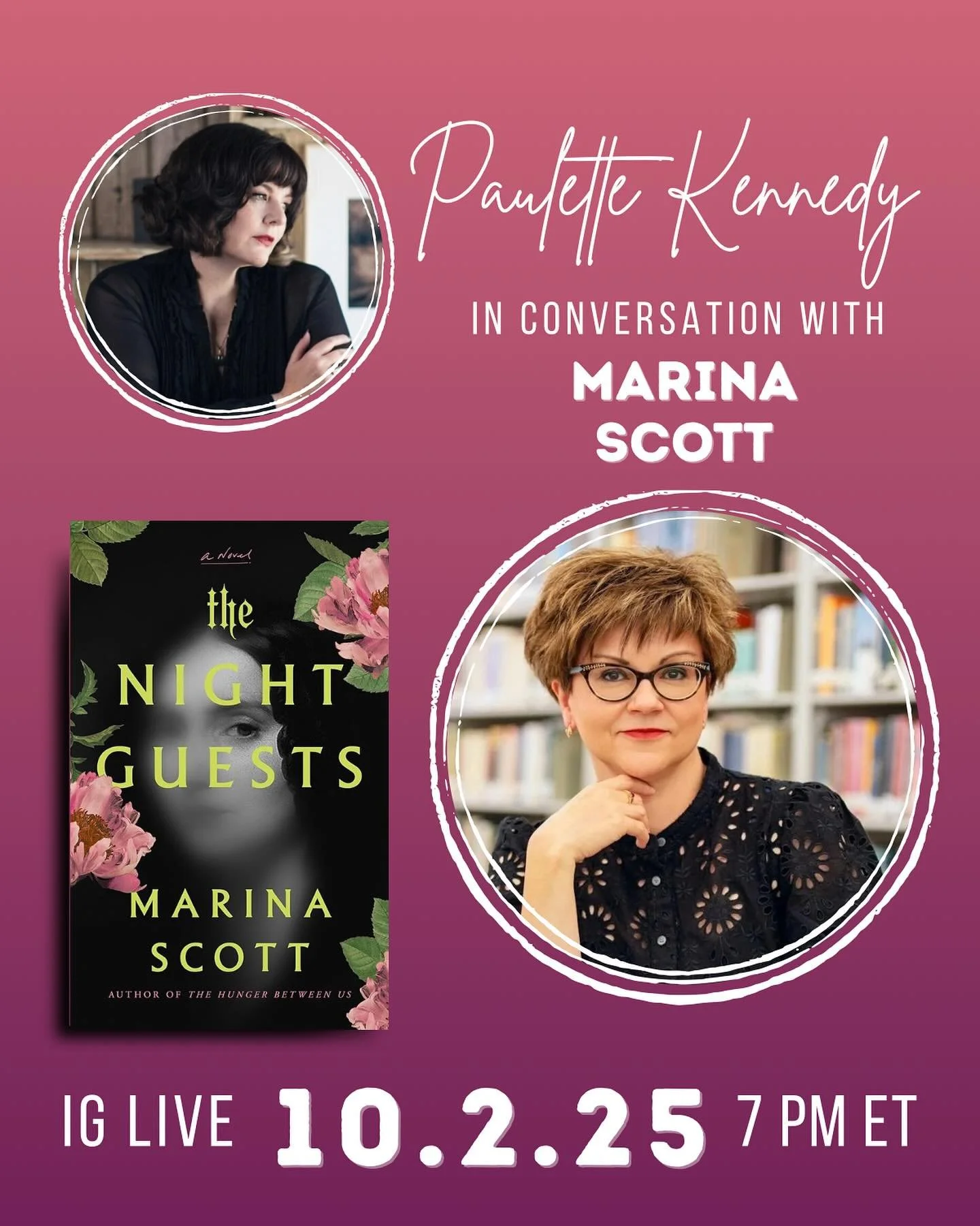 We&rsquo;re kicking off my October Spooky Season IG Live series on Thursday, 10/02 at 4:00 pm Pacific/7:00 pm Eastern with @marina_v_scott for a conversation about THE NIGHT GUESTS, her upcoming Gothic novel about a young woman named Nina Wilson who 