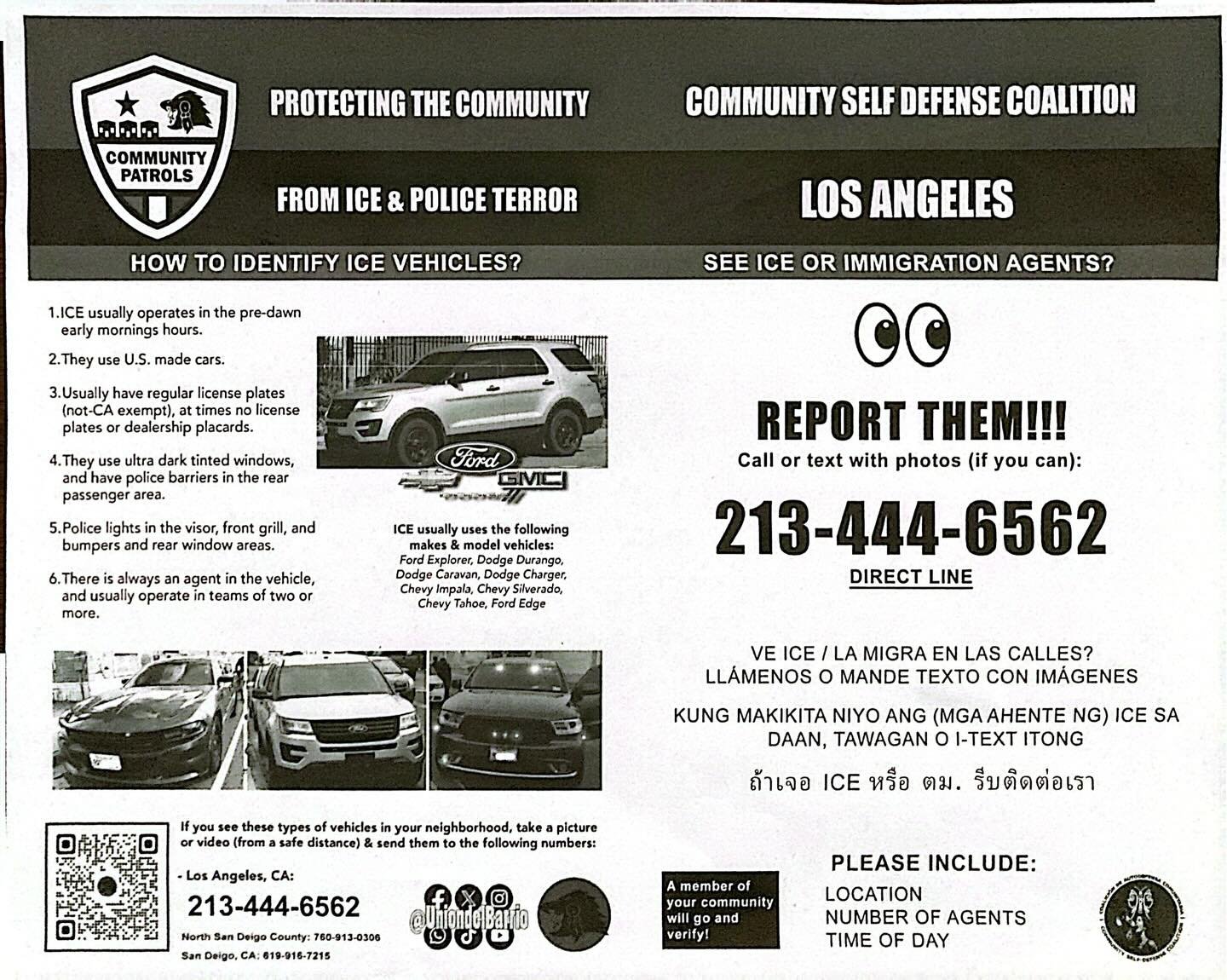 I was at a wonderful memorial event yesterday here in Los Angeles where political activism was one of the main aspects of the event, and we all took home these flyers to post in our neighborhoods with information about ICE and how you can detect thei