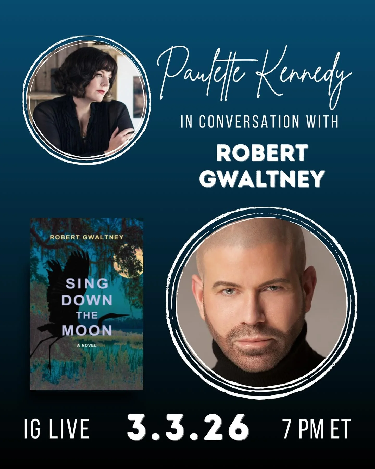 On Tuesday, March 3rd, at 4 pm Pacific, 7 pm Eastern, join me and acclaimed author @robertgwaltneyjr to celebrate the launch of Robert&rsquo;s sophomore novel, SING DOWN THE MOON, which follows 16-year-old Leontyne Skye, who longs to escape Good Hope