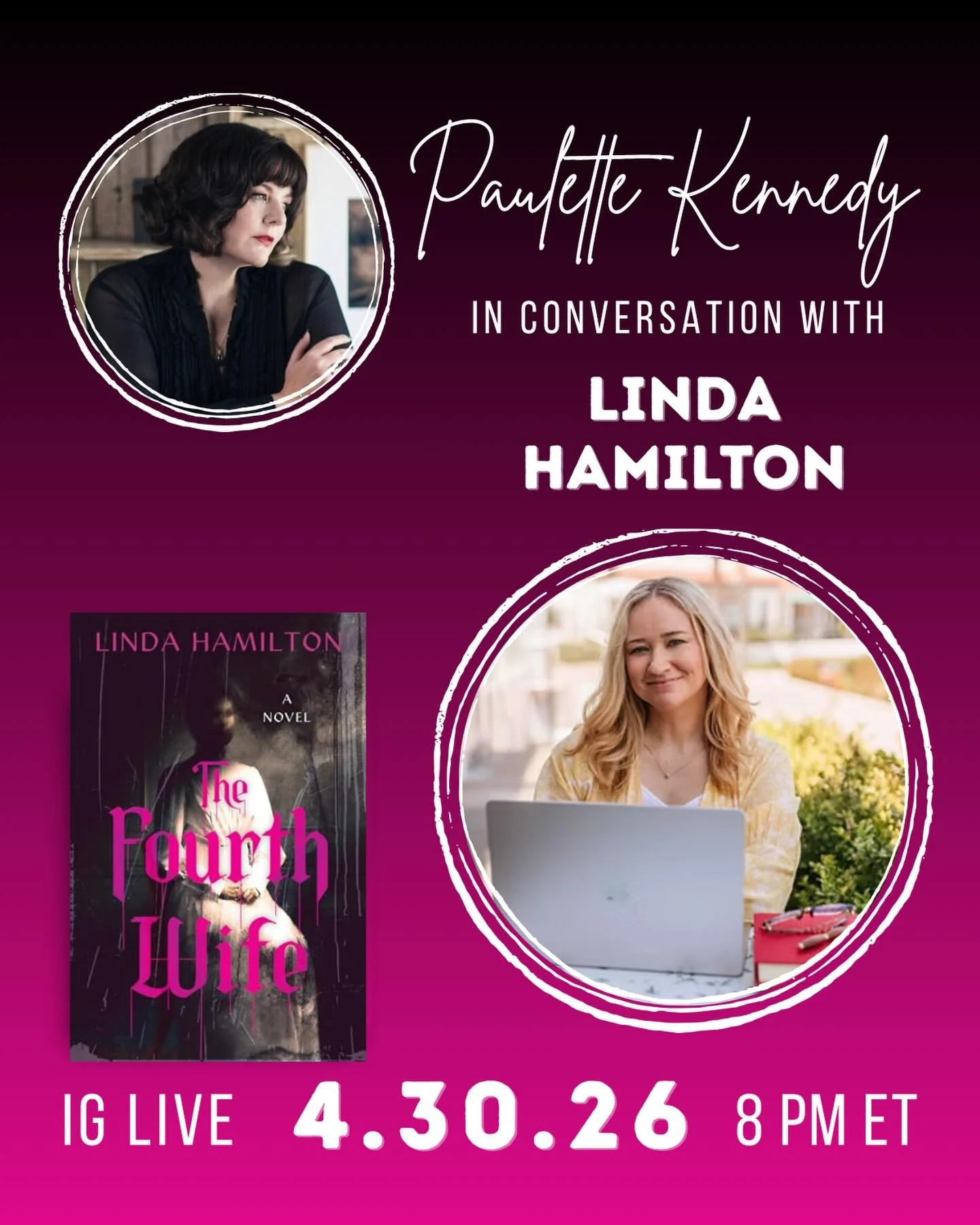 Tomorrow! Thursday, April 30th, at 5:00 pm Pacific/8:00 pm Eastern, join me and @lindahamiltonwriter for a conversation on IG Live about her debut historical gothic, THE FOURTH WIFE, which follows a young Mormon woman forced into an arranged, plural 