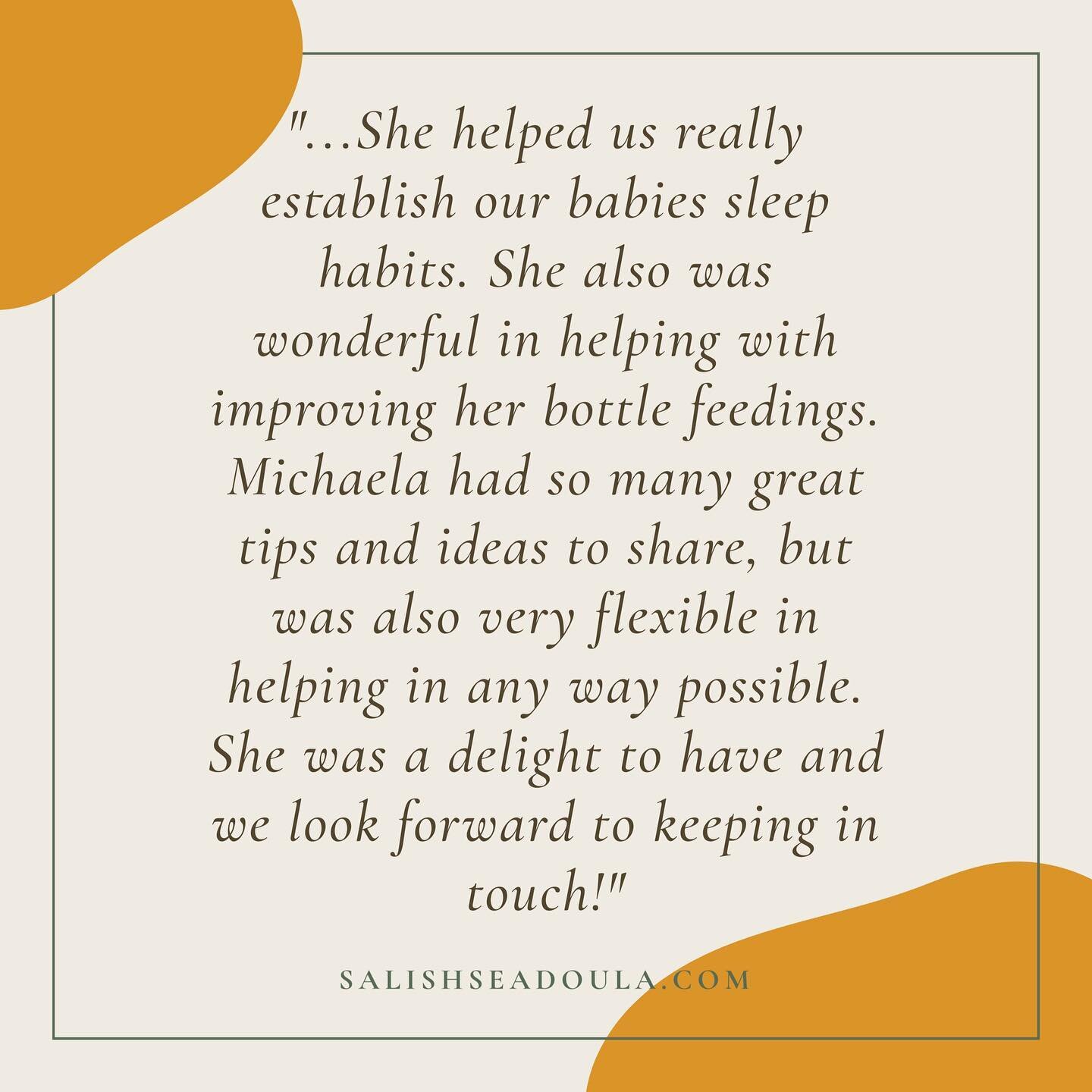 New blog post today about overnight doula services! I have had so many clients absolutely love this service I offer. It is a much needed respite from the sleepless newborn nights. Check out the blog post on my website!
Kind words from a recent client