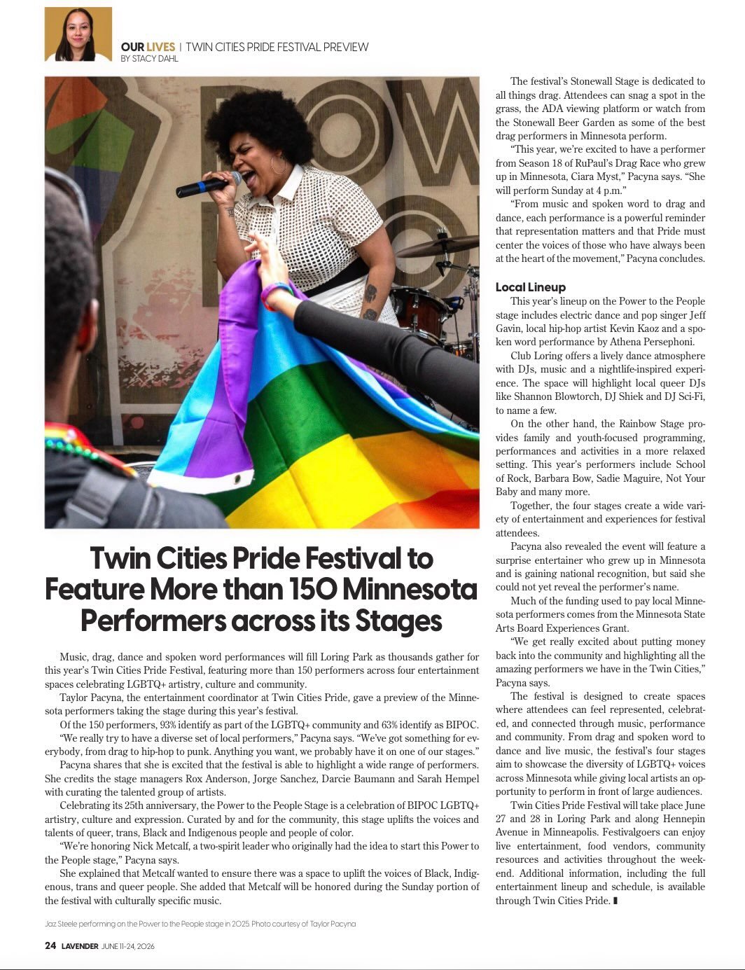 Lots of exciting local performances planned for this year's Twin Cities Pride Festival. Grab a copy of LAVENDER's newest magazine issue to read the lineup!
.
.
.
#twincitiespride 
#pridefestival
#lgbtq
#minnesotaevents
