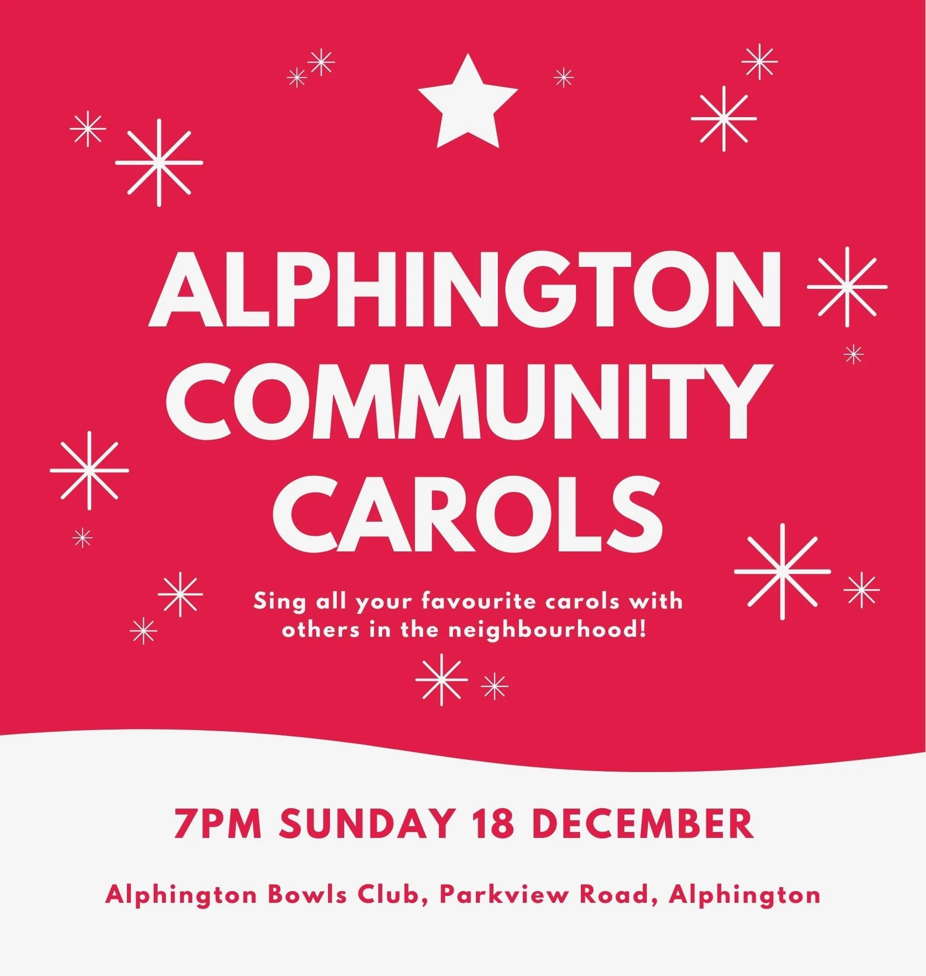 Carols this Sunday at the Alphington Bowls Club