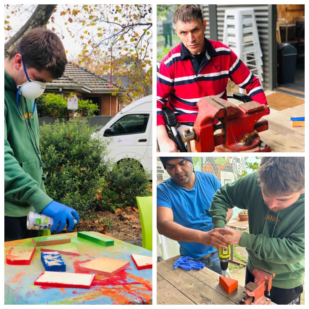AAA Arts in the Community Shed &hellip; we&rsquo;re working on creating colourful outdoor sculptures at the moment for our #communitygarden #aaaart #communityshed #menintheshed