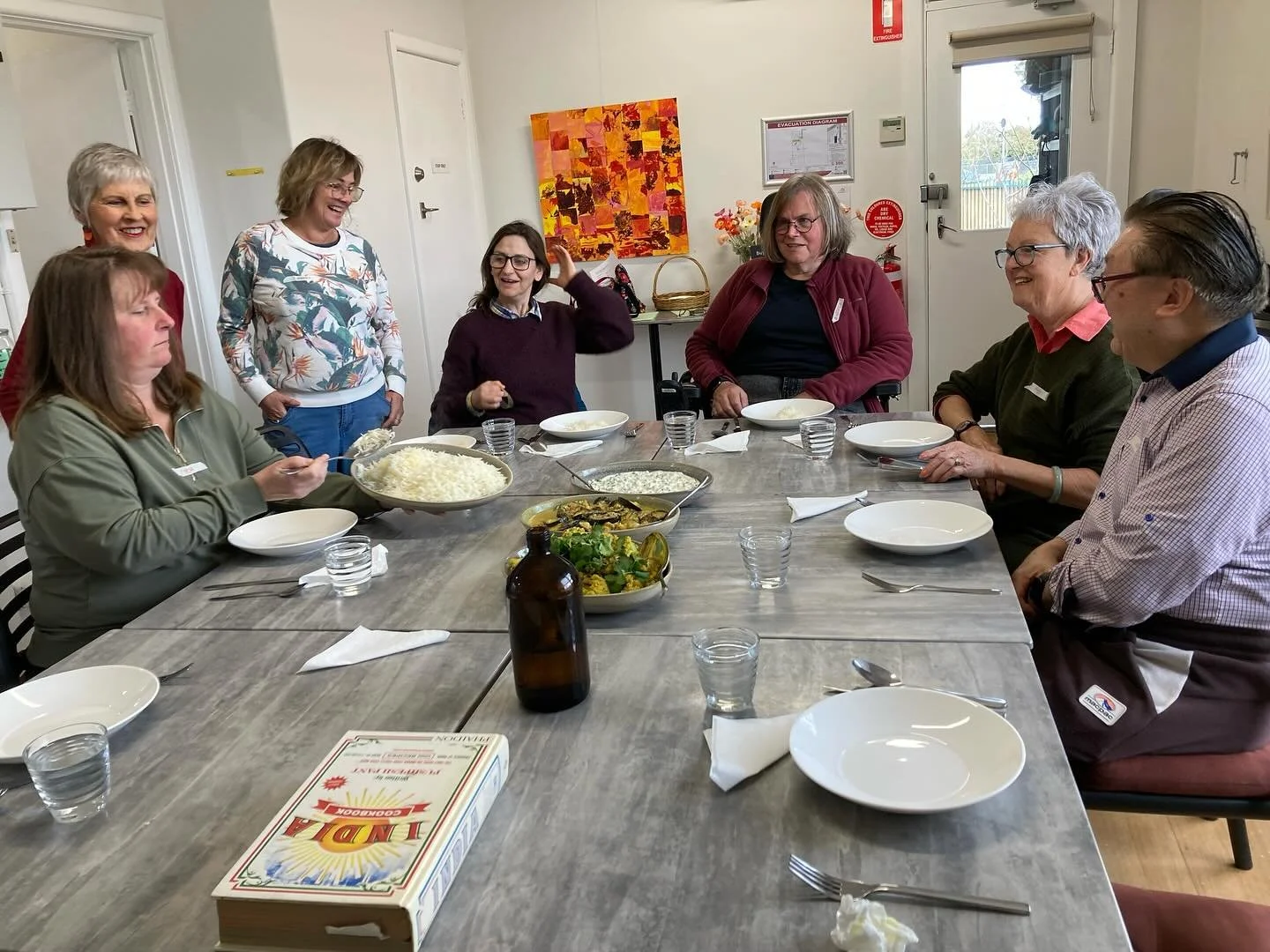 Garden to Plate today involved cauliflower, eggplant and coriander. &hellip; oh and peas. For a little while there it was quite chaotic with so many cooks &hellip; but it all came together perfectly! #gardentoplate #communitycooking #neighbourhoodhou