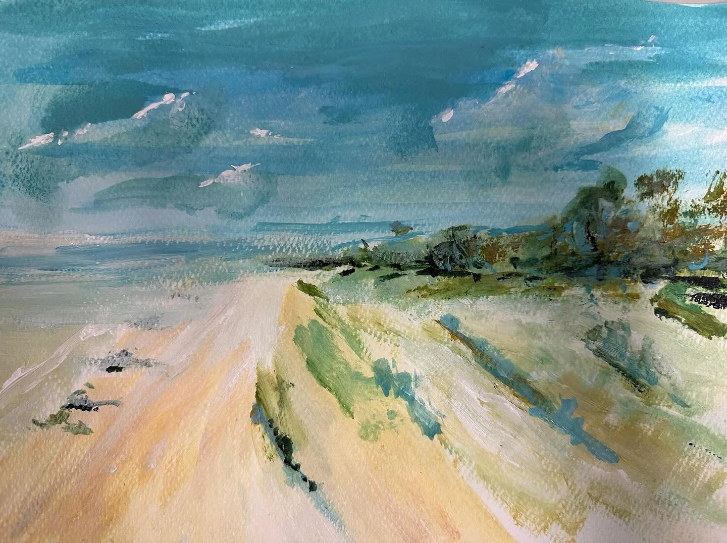 A fun night at Alphington Arts as we learnt from Elise some techniques for landscape painting - and then had a crack ourselves! #alphingtonarts #communityarts #neighbourhoodhouse