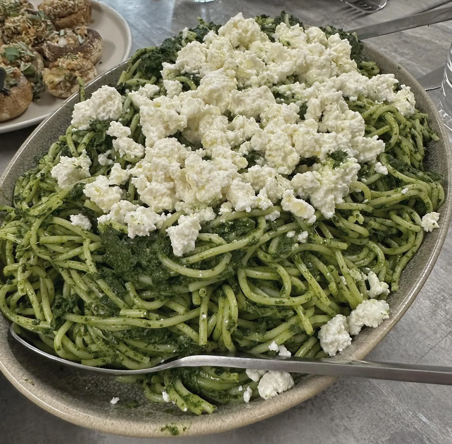 A very green pasta this week in Garden To Plate &hellip; a great recipe to make the most of your home grown kale and silverbeet &hellip; recipe in our newsletter on Monday. #communitycooking #communitylunch #gardentoplate #neighbourhoodhouse