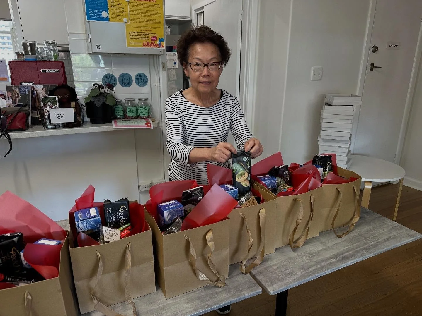 Ina in finishing packing our Christmas Hampers. Looking forward to Christmas Lunch tomorrow, 12pm. We&rsquo;re having chicken, ham, meatballs, potato salad, coleslaw, couscous salad, baked tomatoes, baked mushrooms, garlic bread and Christmas cake an