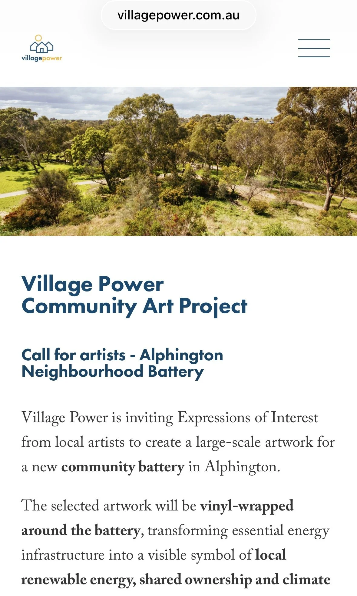 Village power - call to artists