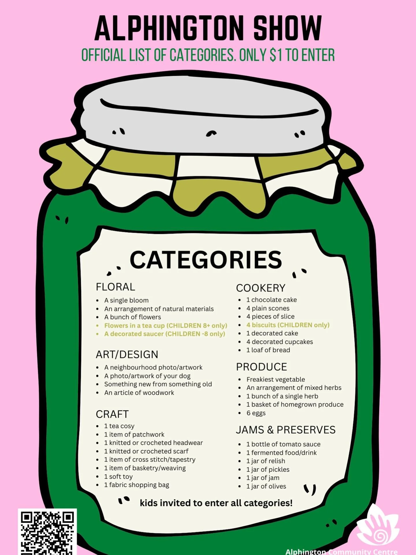 Categories for the Alphington Show &hellip; all entries need to be at ACC by 5pm this Friday for judging by the @cwaalphington and Preston Garden Club. Join us on Saturday from 11am to find out the winners! #alphingtonshow #neighbourhoodhouse