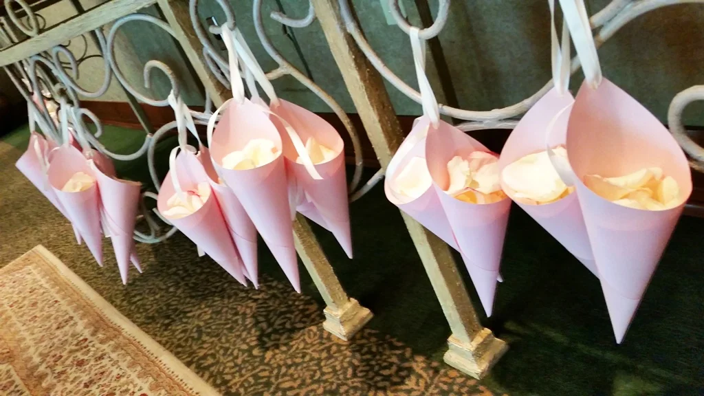 Pink Lilies Flower Centerpiece Chateau Vaudreuil Wedding Reception Montreal Ceremony Petals