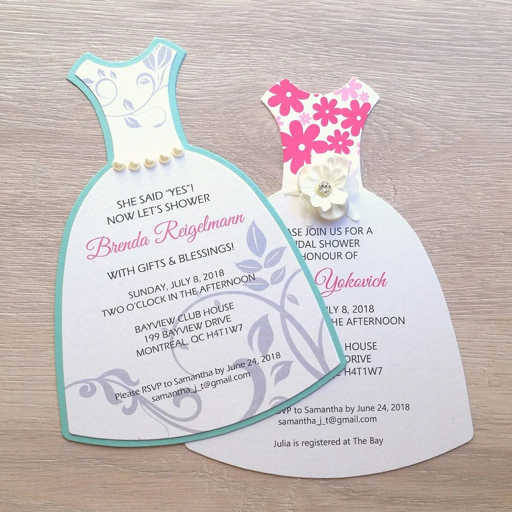 Bridal Shower Dress Die Cut Handmade Invitations Montreal Wedding.jpg