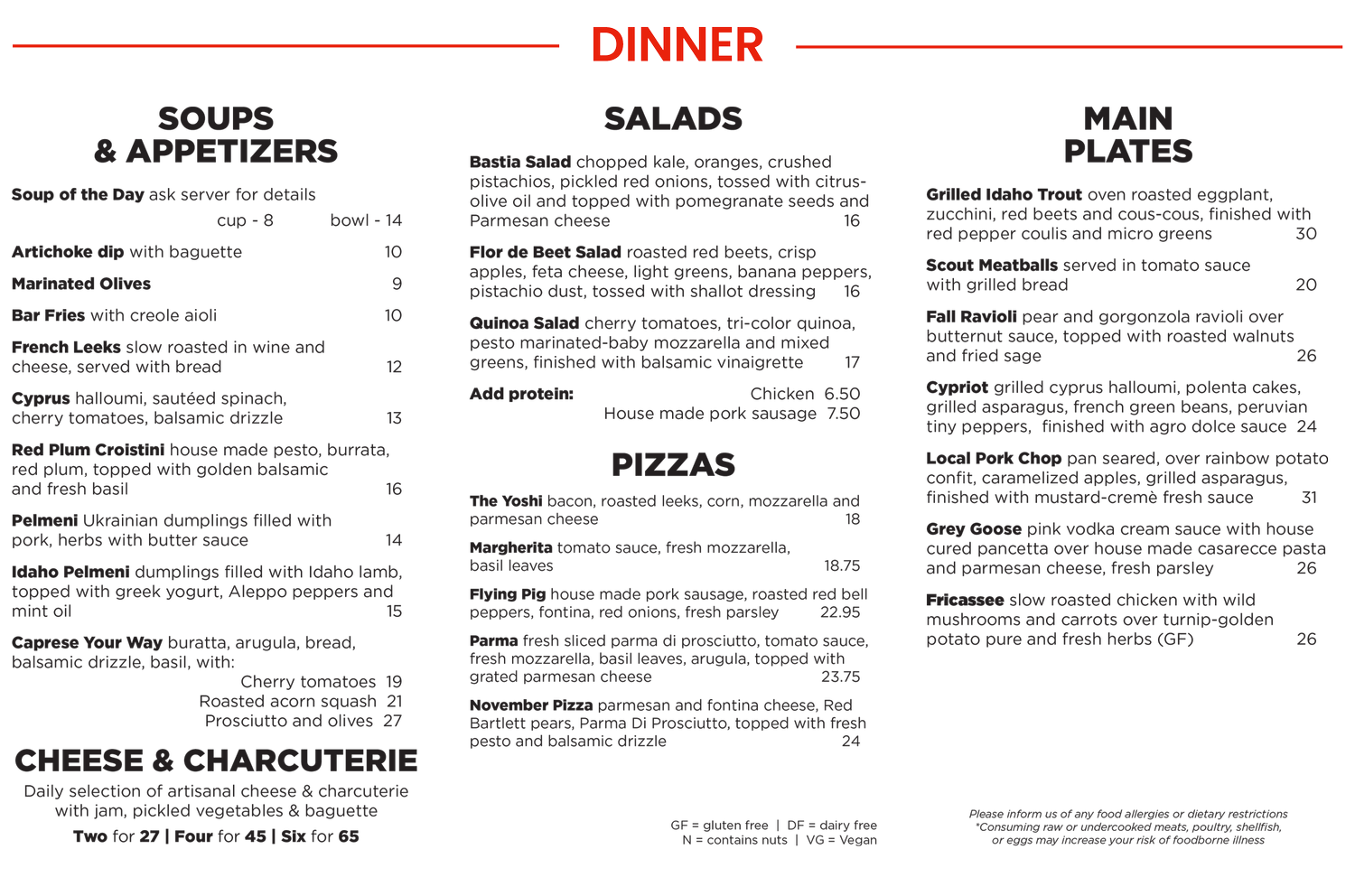 Cookbook Menu — Cookbook Restaurant