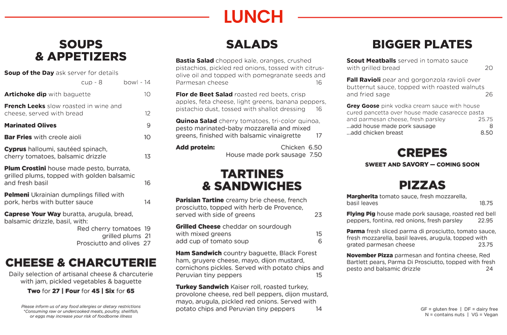 Cookbook Menu — Cookbook Restaurant