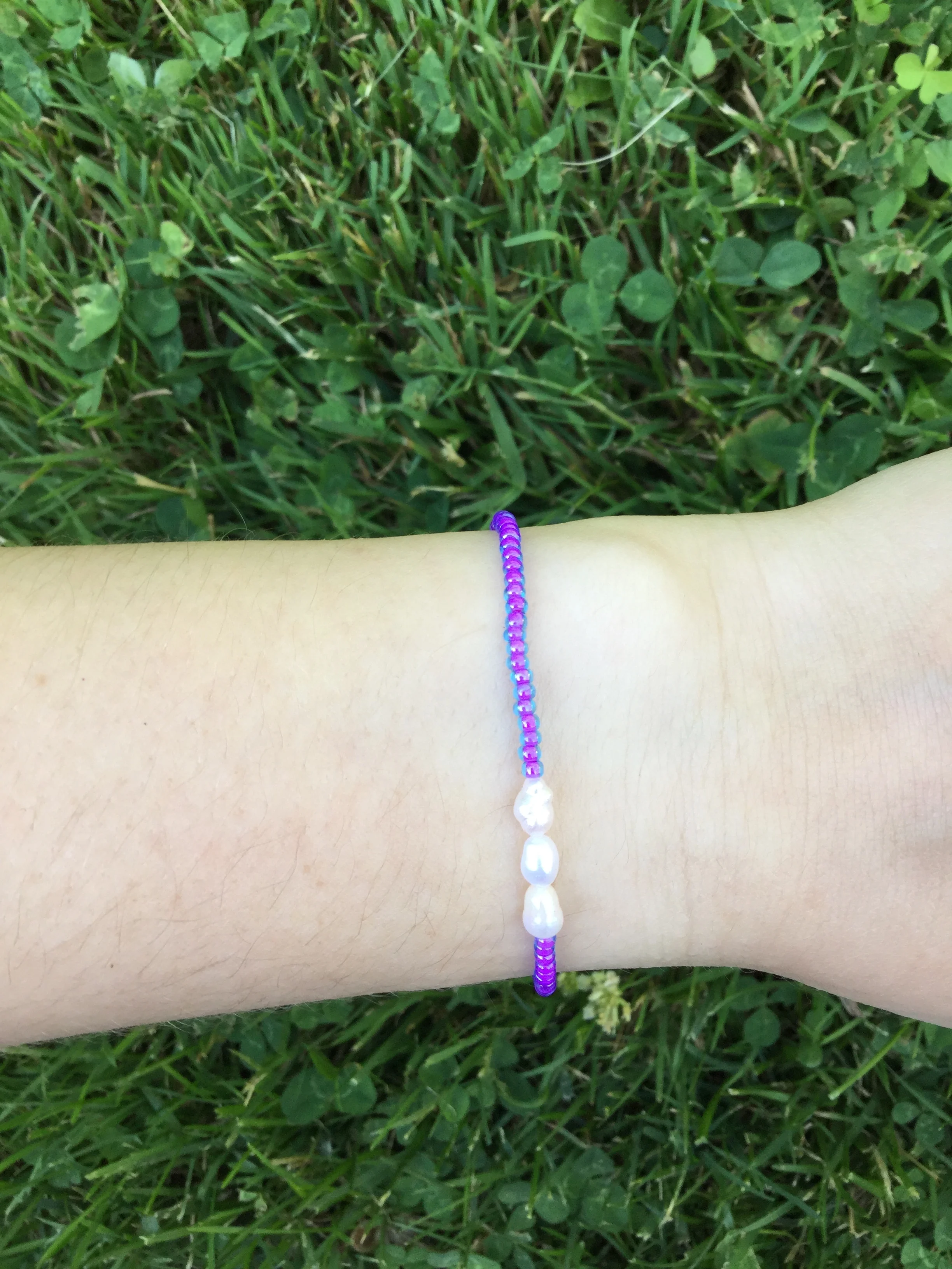 3 Pearl Bracelet - Purple Glow