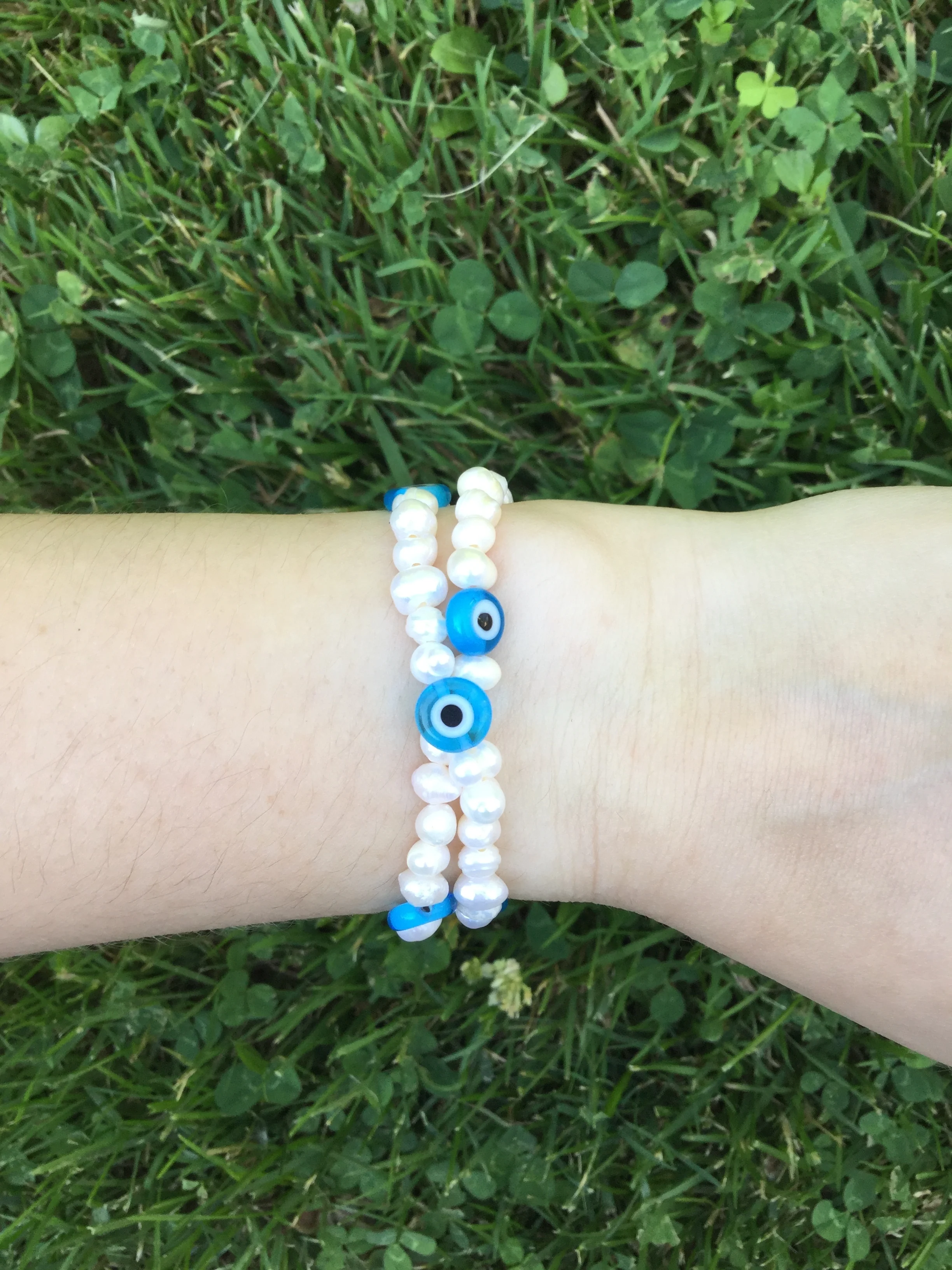 Double Wrap Evil Eye Bracelet - BLUE