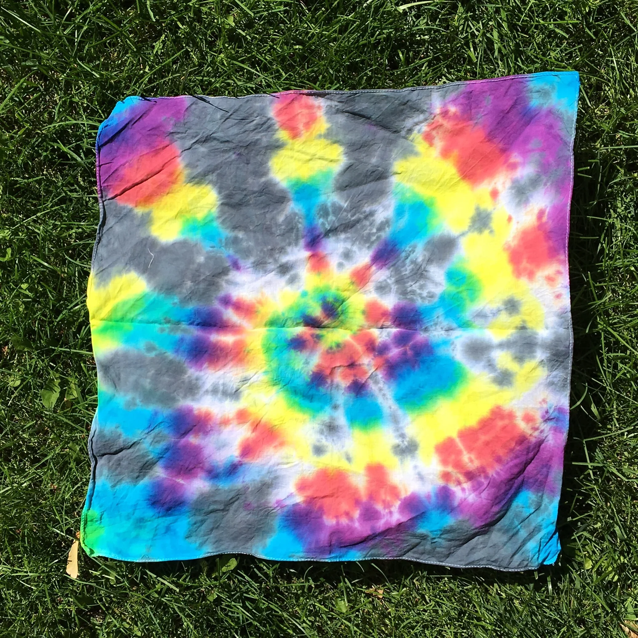 Black/Rainbow Spiral Bandana