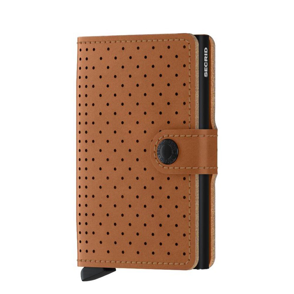 MINI WALLET PERFORATED COGNAC