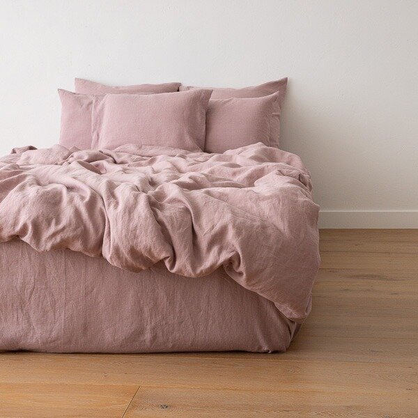 STONEWASHED LINEN DUVET COVER DUSTY ROSE