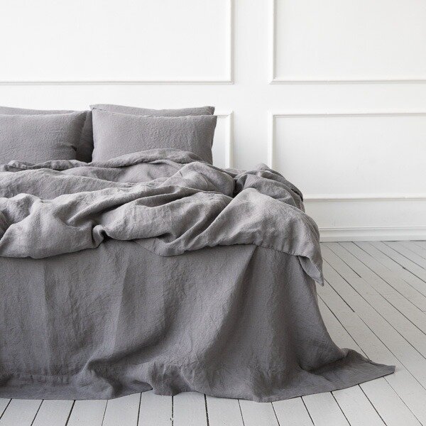STONEWASHED LINEN DUVET COVER STEEL GREY