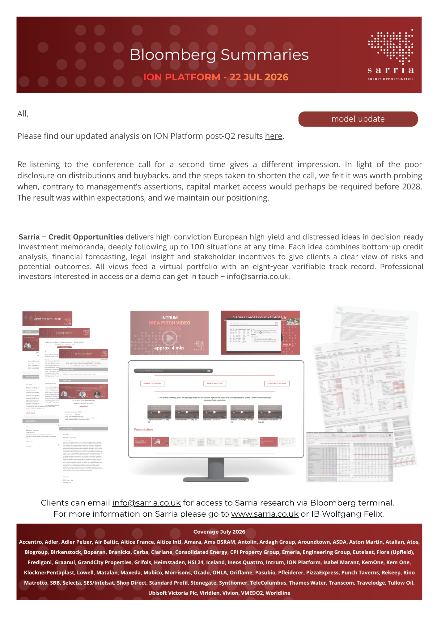 ION Platform Credit Research Analysis, Capital Structure, Legal Analysis