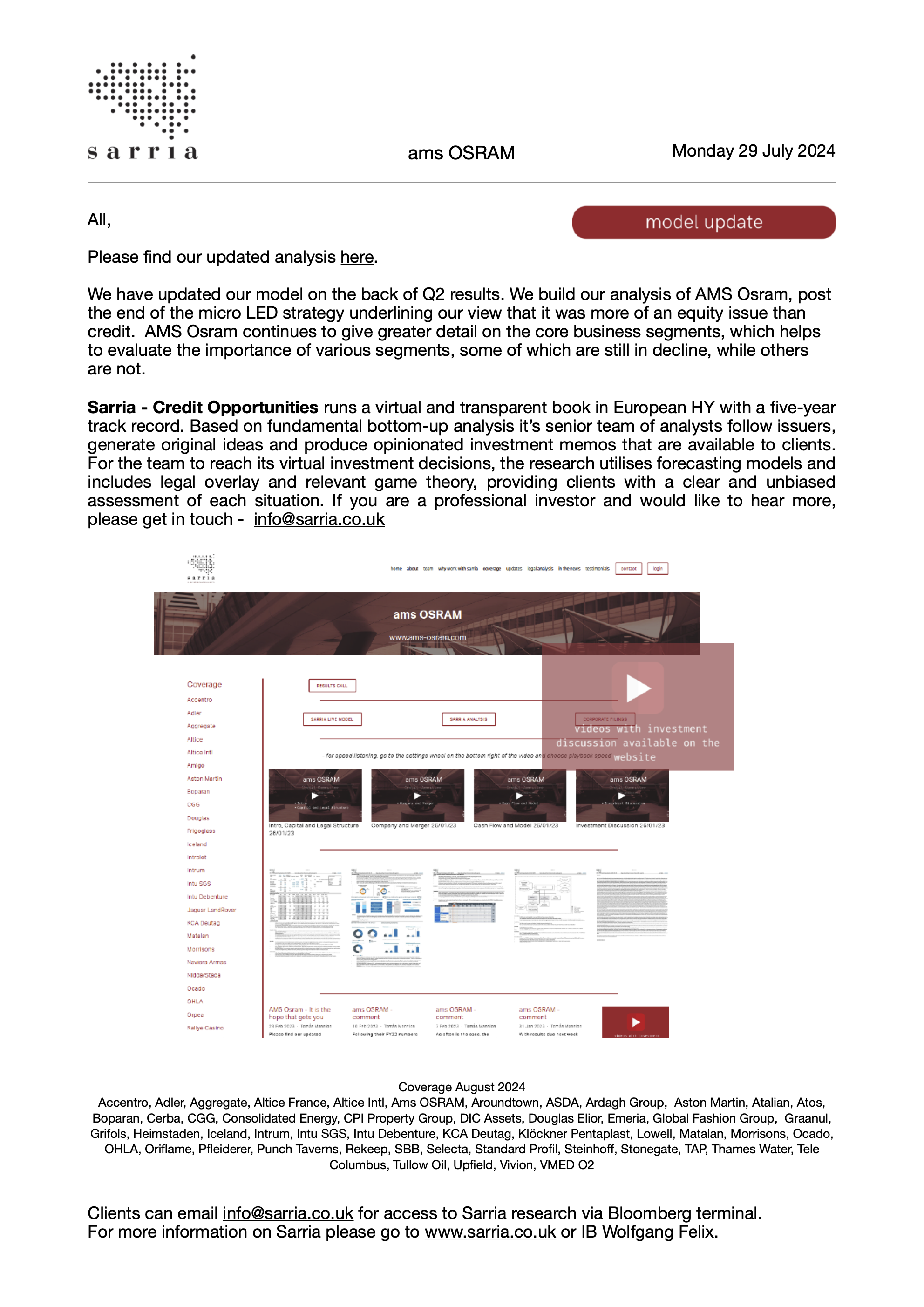 AMS Osram Credit Research, Analysis, Capital Structure