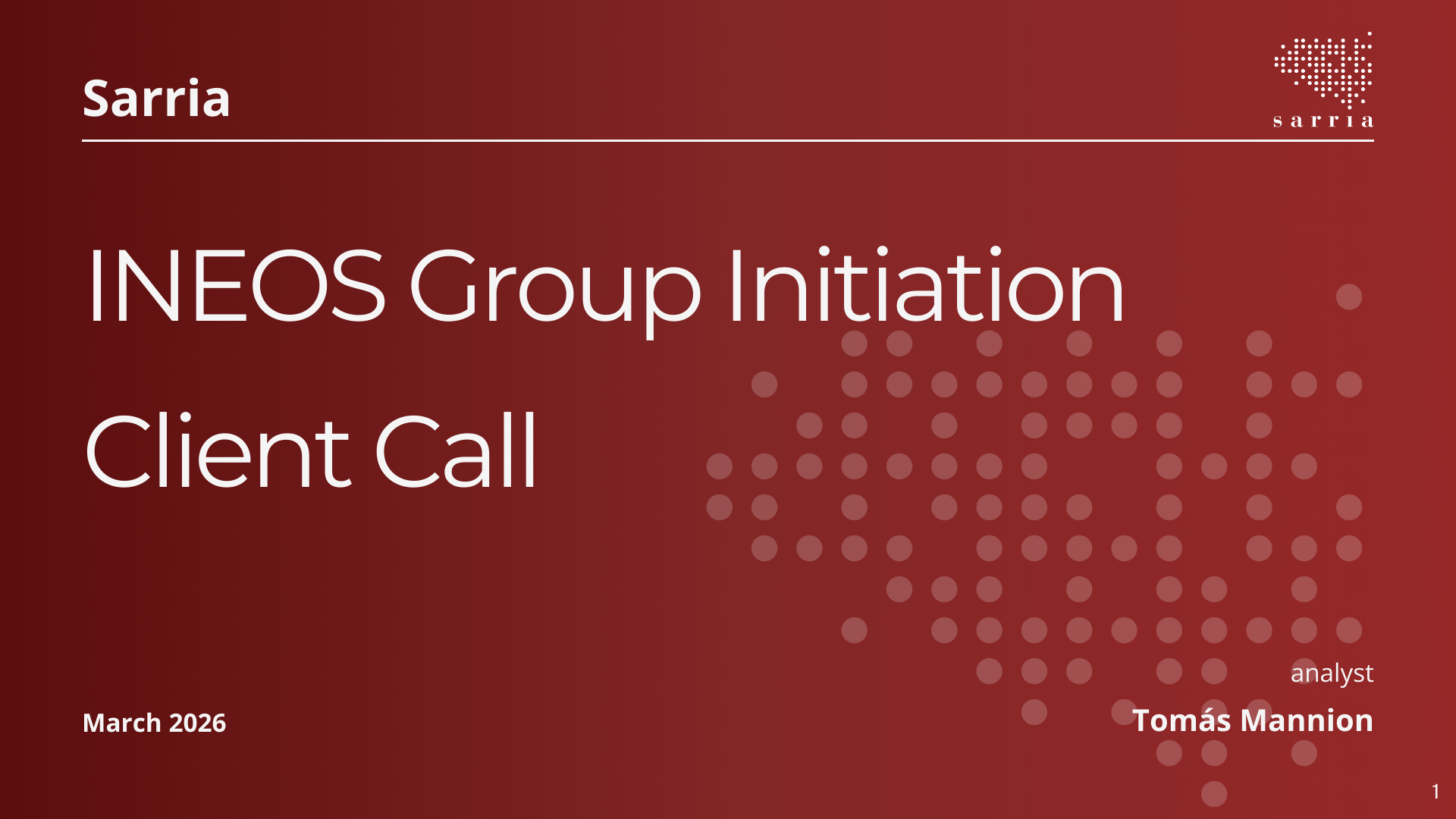 INEOS Group Client Call and Presentation are now available on the website