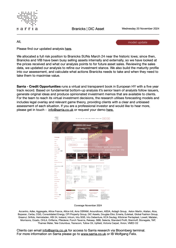 Branicks Credit Research Analysis, Capital Structure