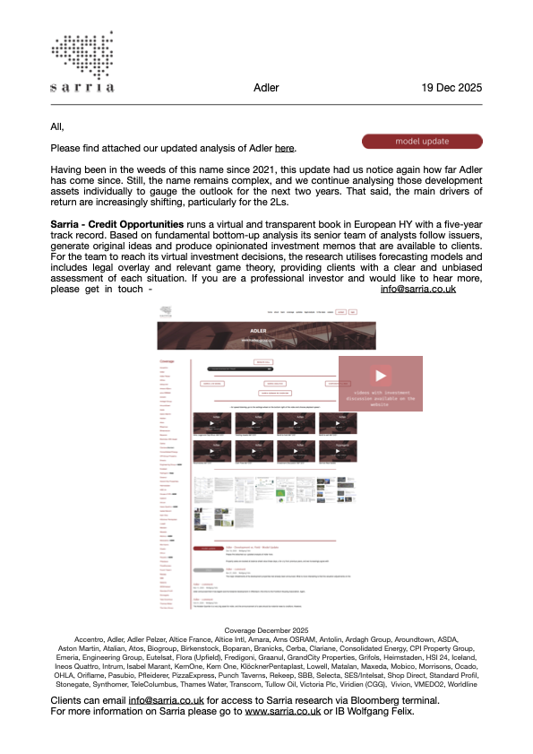 Adler Credit Research Analysis, Capital Structure