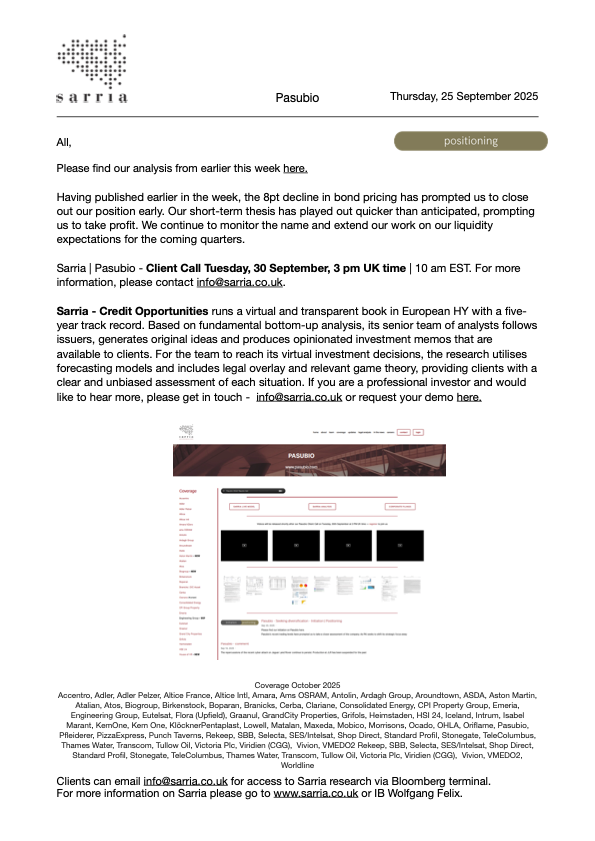 Pasubio Credit Research, Analysis, Capital Structure