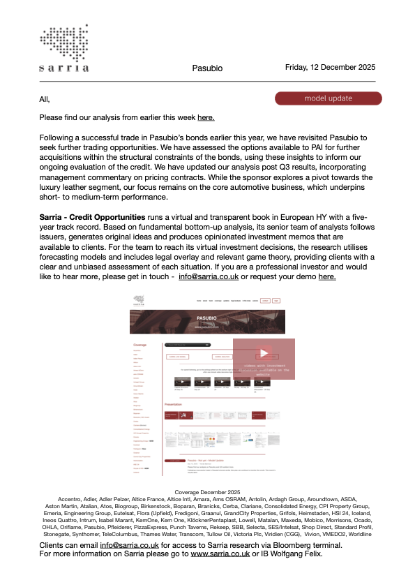 Pasubio Credit Research, Analysis, Capital Structure