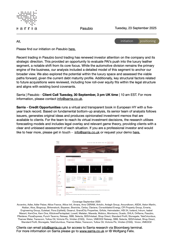 Pasubio Credit Research, Analysis, Capital Structure