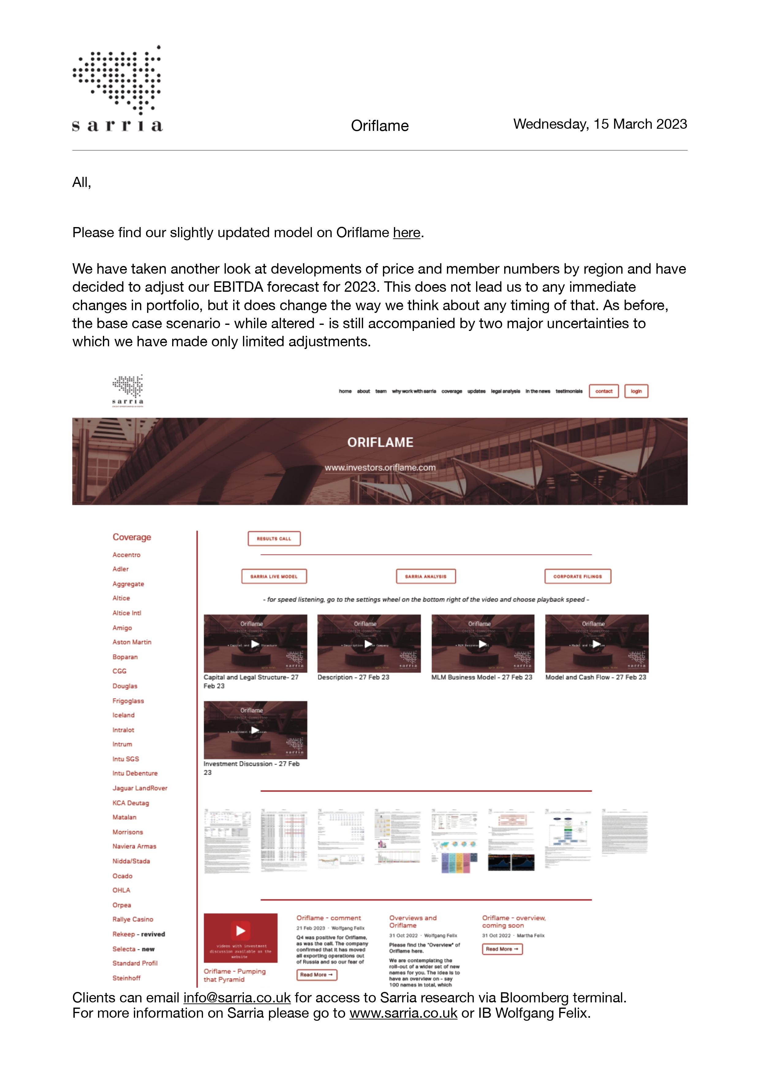 Oriflame Credit Research Analysis