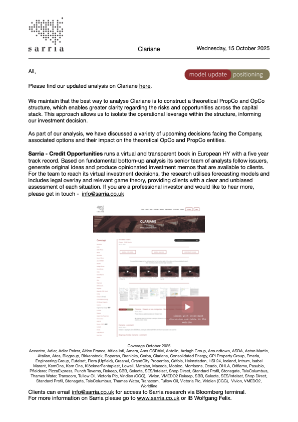 Clariane Credit Research Analysis, Capital Structure