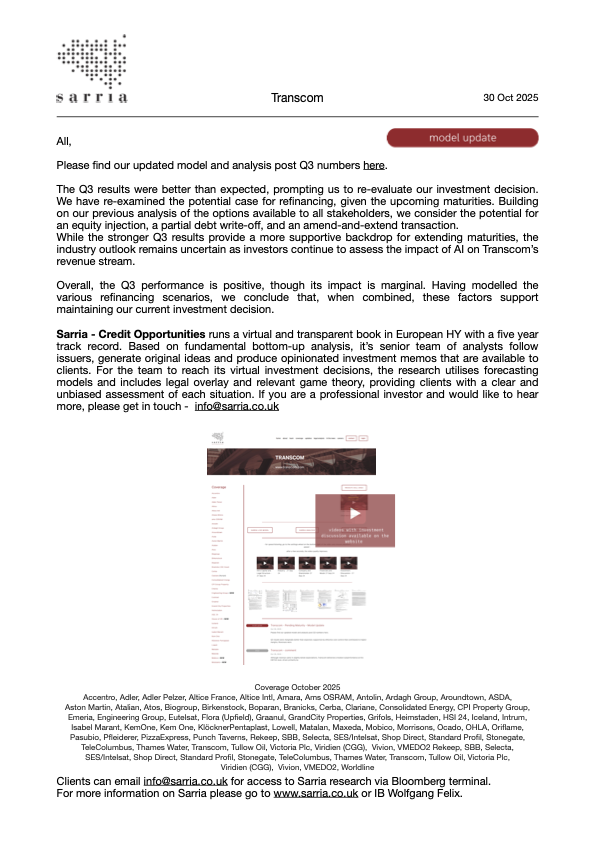 Transcom Credit Research Analysis, Capital Structure