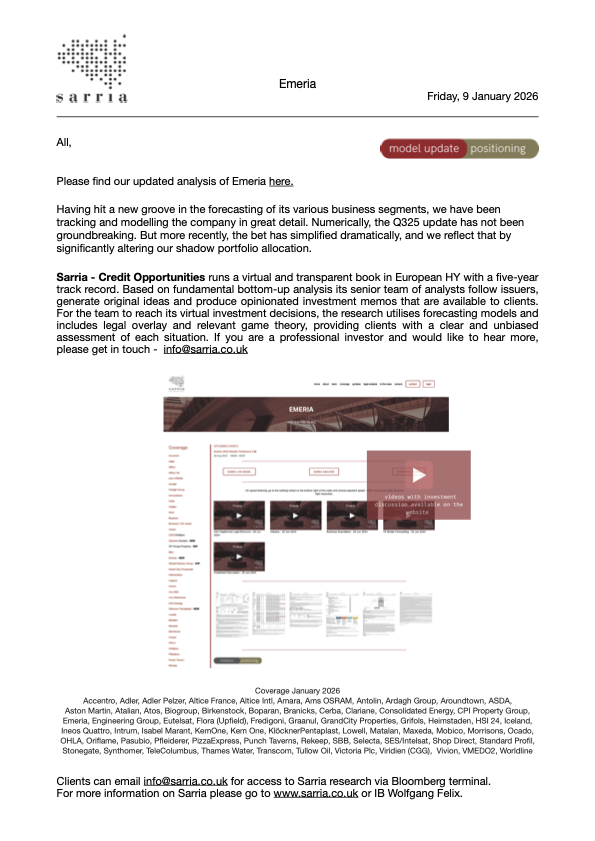 Emeria Credit Research, Analysis, Capital Structure