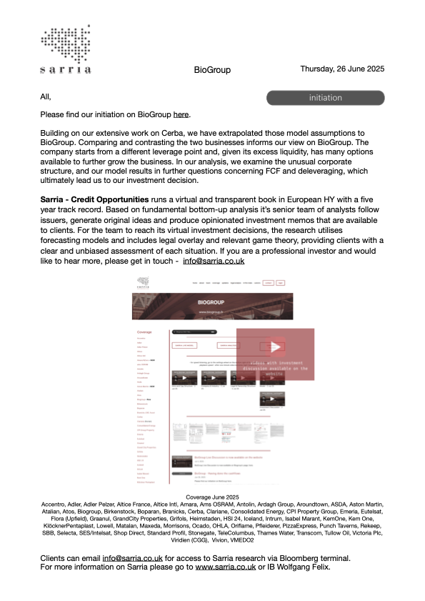 BioGroup Credit Research, Analysis, Capital Structure