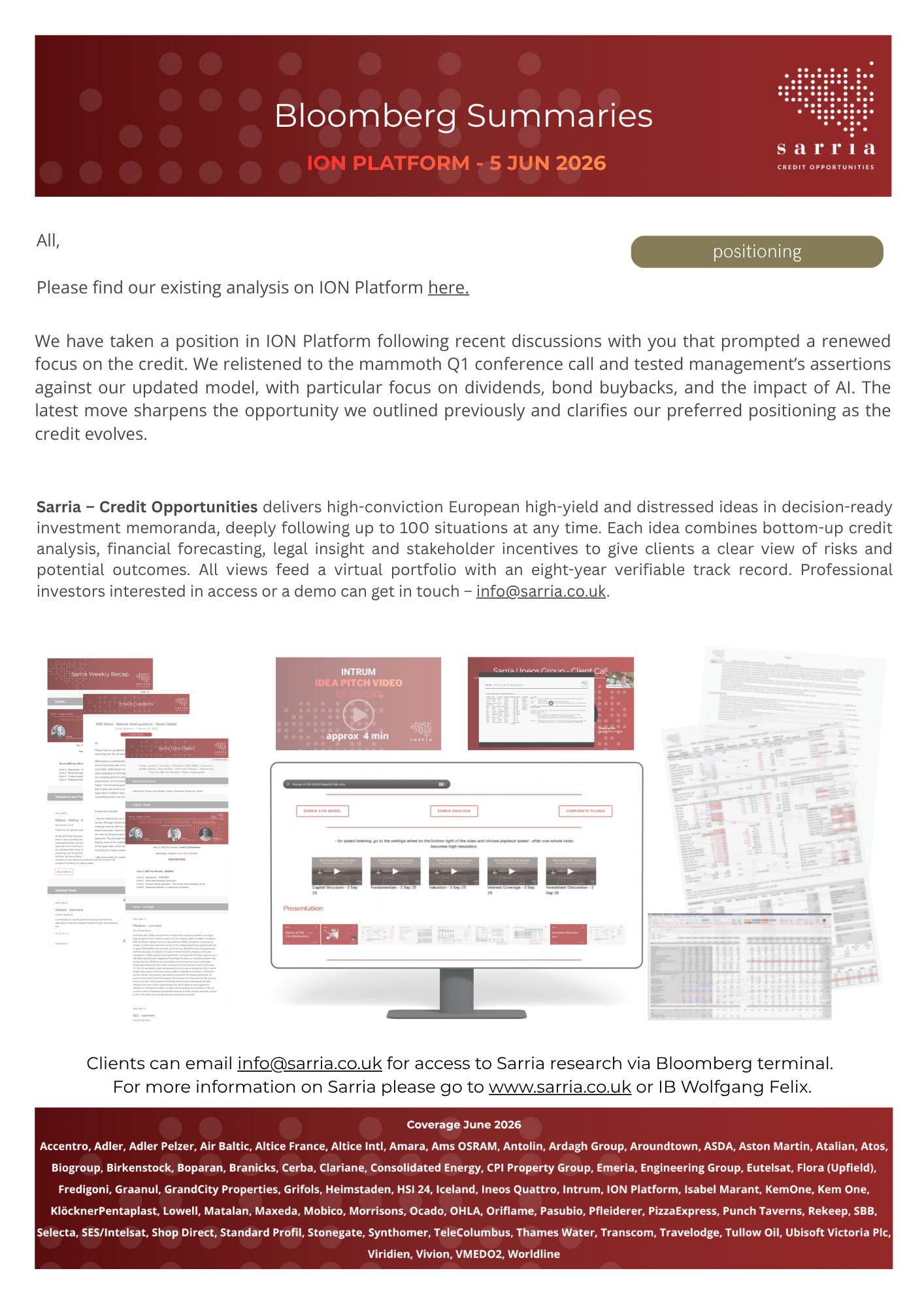 ION Platform Credit Research Analysis, Capital Structure, Legal Analysis
