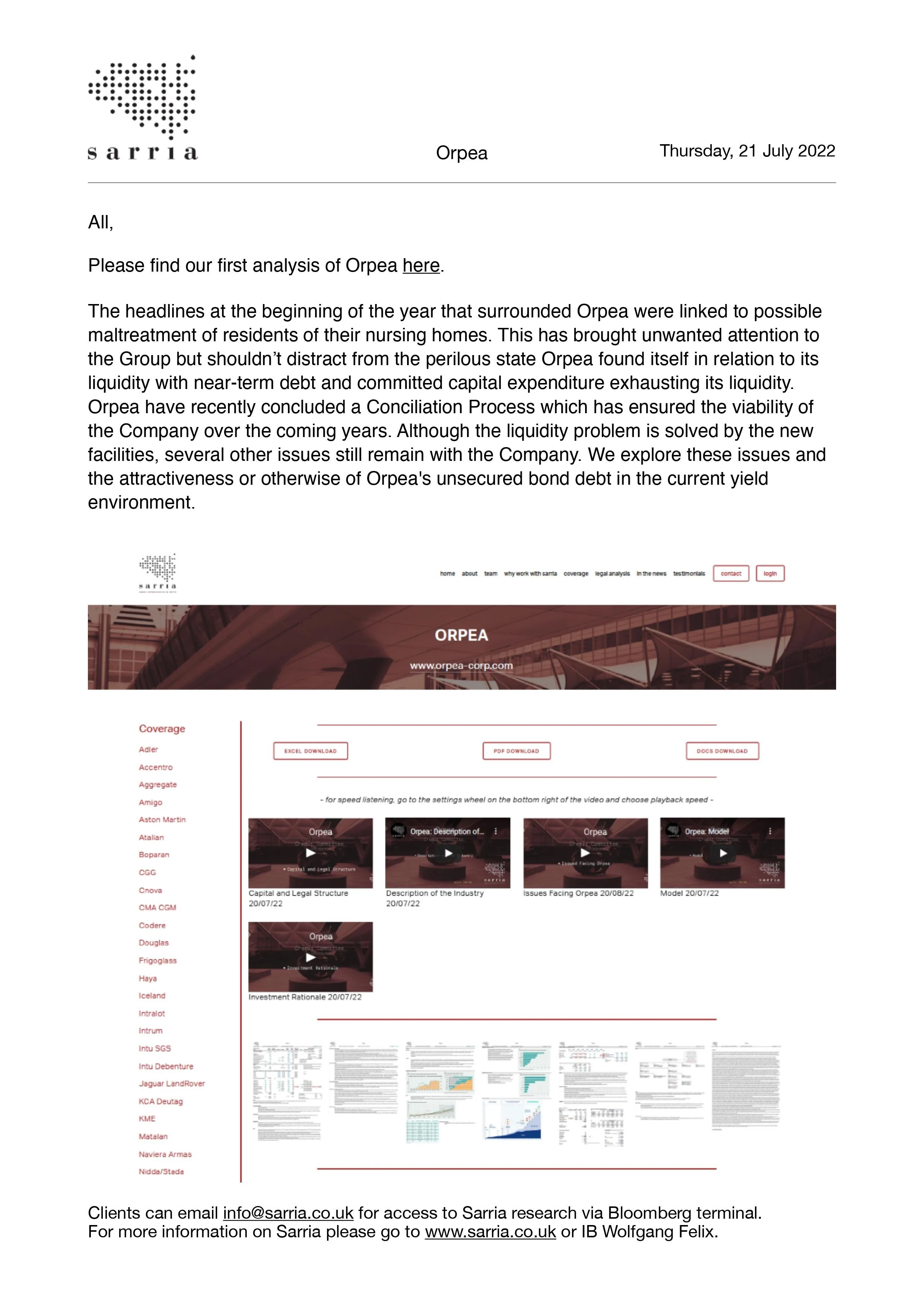Orpea Credit Analysis, Credit Analysis, Capital Structure, Legal Structure