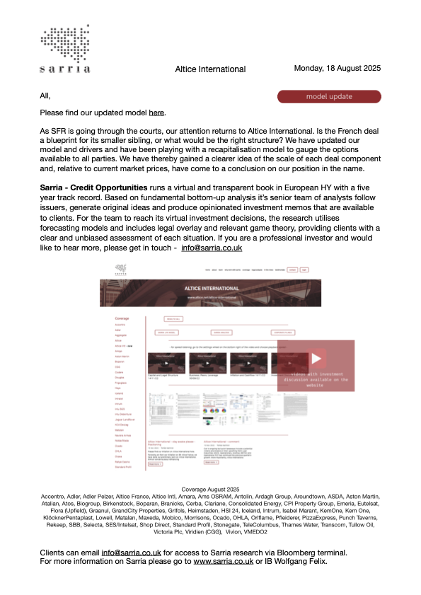 Altice International Credit Research Analysis, Capital Structure