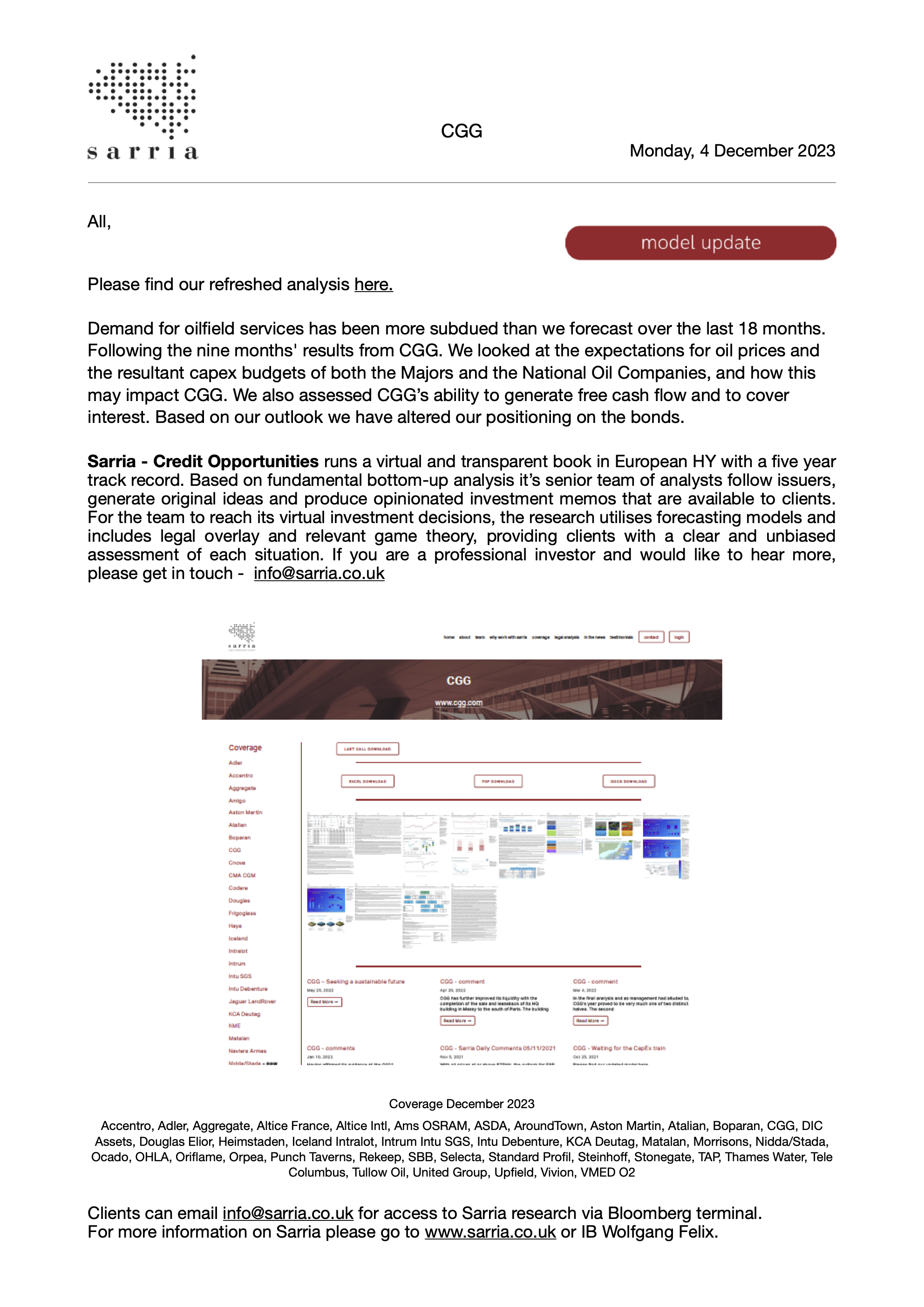 CGG Credit Research, Analysis, Capital Structure, Legal Analysis