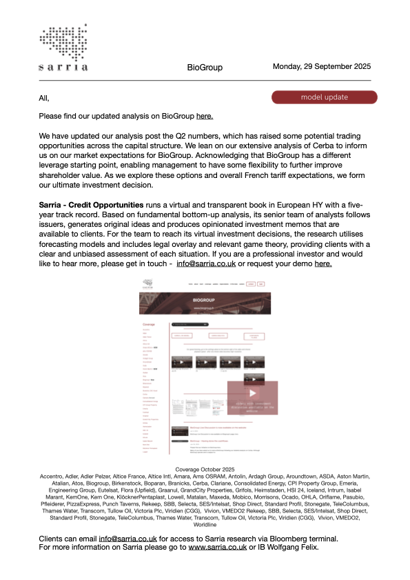 Biogroup Credit Research, Analysis, Capital Structure