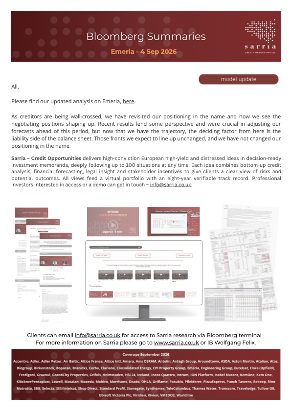 Emeria Credit Research Analysis, Capital Structure, Legal Analysis