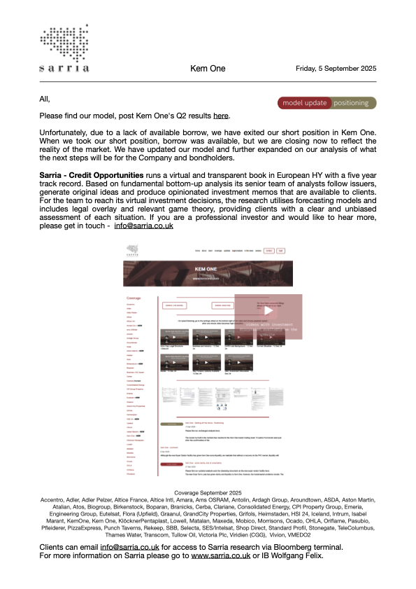 Kem One Credit Research, Analysis, Capital Structure
