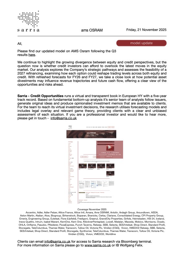 ams OSRAM Credit Research Analysis, Capital Structure