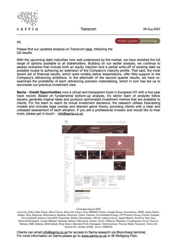 Transcom Credit Research, Analysis, Capital Structure