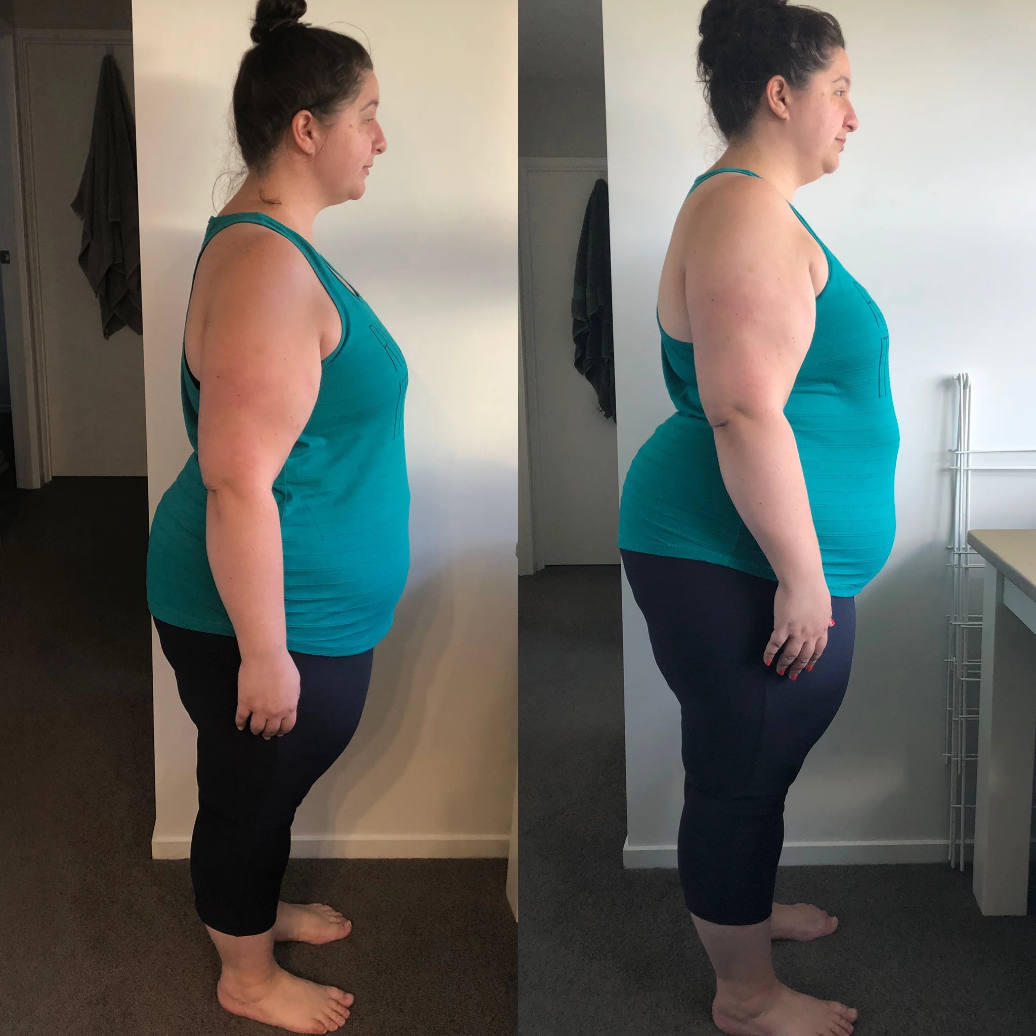 The person on the Left is 20 kgs lighter and 3 months older than the one on the Right. #ithinkicanseeitnow