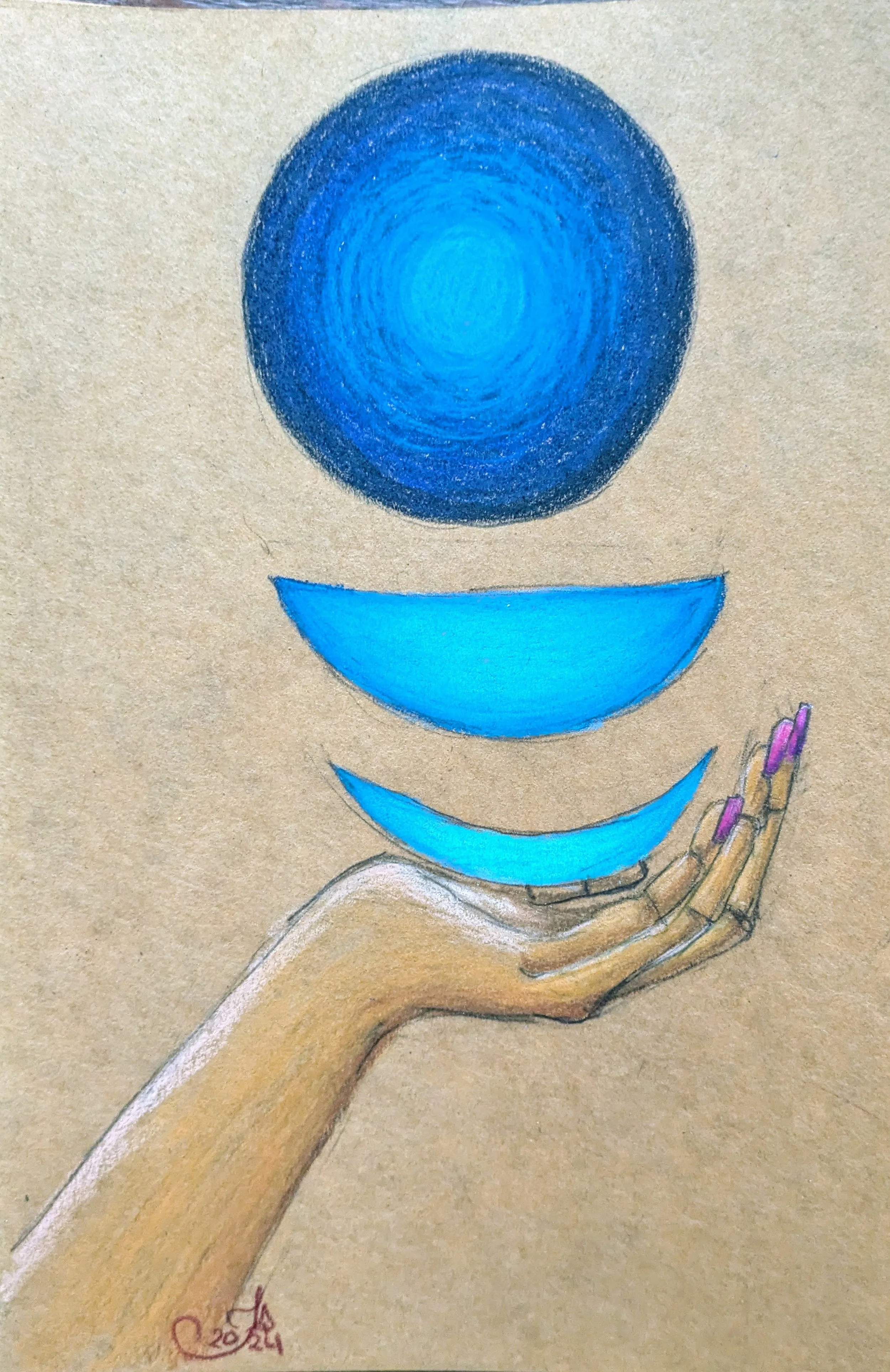 Sphere in Hand, Blue