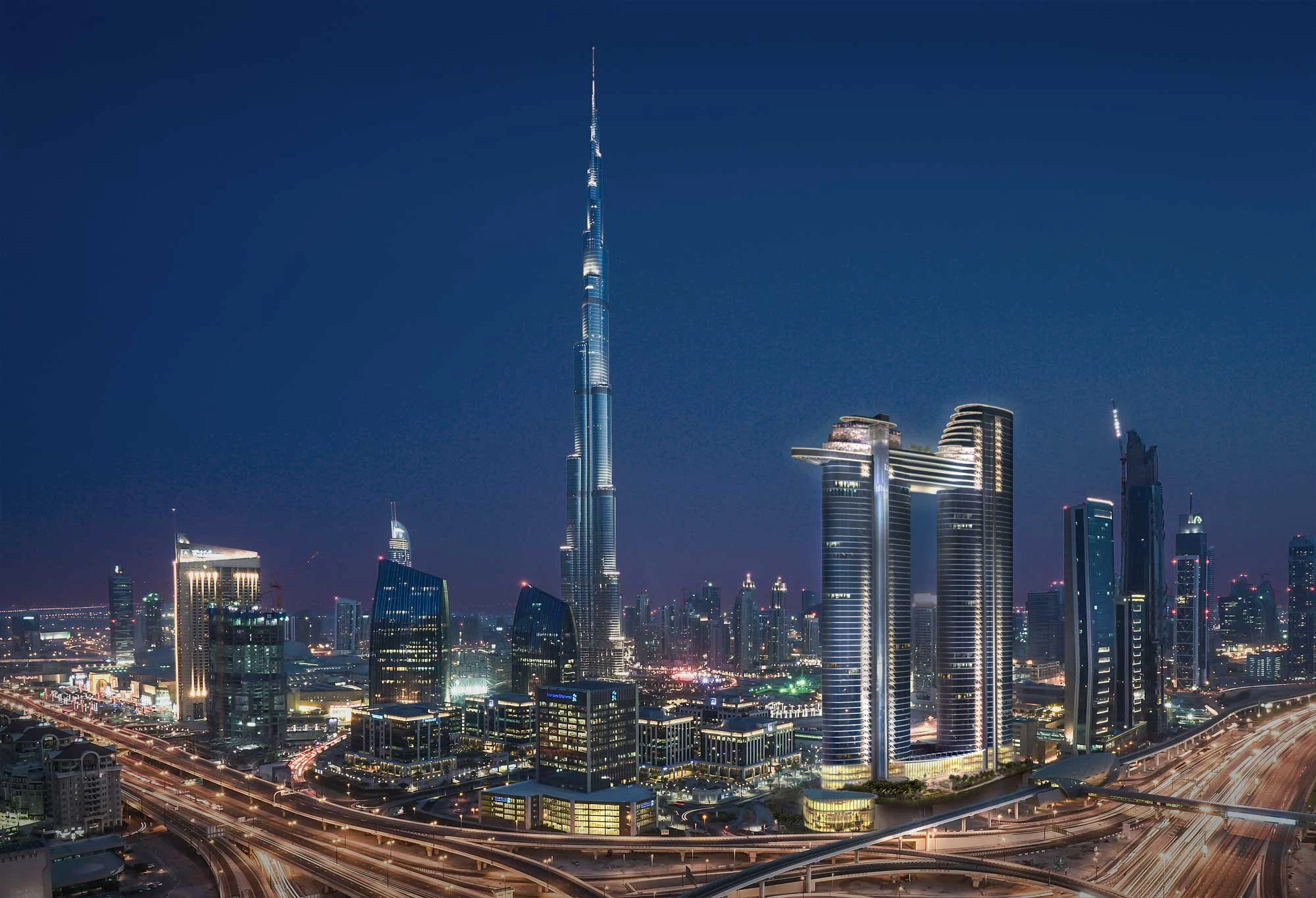 Sky View Towers, Dubai for DPA lighting consultants, lighting visualisation © james johnson
