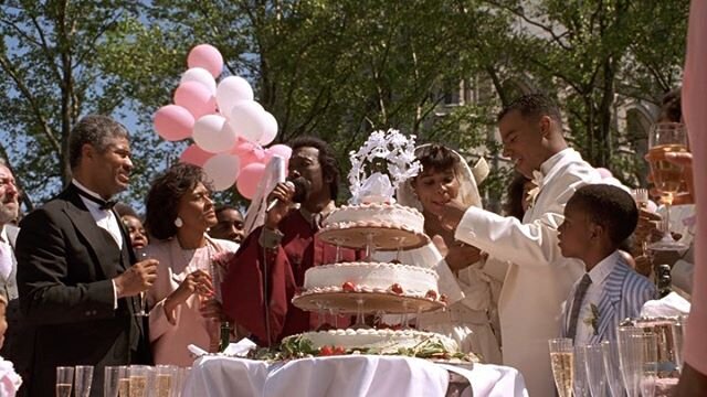 Recollecting the days of big, gala weddings with Mario Van Peebles's 'New Jack City' (1991). Set in Harlem, this action crime film stars Wesley Snipes (looking sharp as hell in perfectly tailored black)&mdash;this scene also features Keith Sweat as t